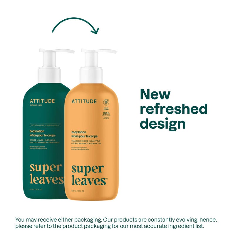 ATTITUDE Body Lotion, EWG Verified Moisturizer, Vegan Skin Care Products, Non-Greasy, Hydrating for Dry Skin, Cruelty Free, Orange Blossom & Eucalyptus Scent, 16 Fl Oz - Image 2