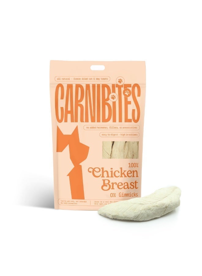 Carnibites Freeze-Dried Chicken Breast – 100% Natural Single-Ingredient Snacks for Cats & Dogs – High-Protein, Grain-Free, All-Natural Pet Snacks (100g) - Image 1