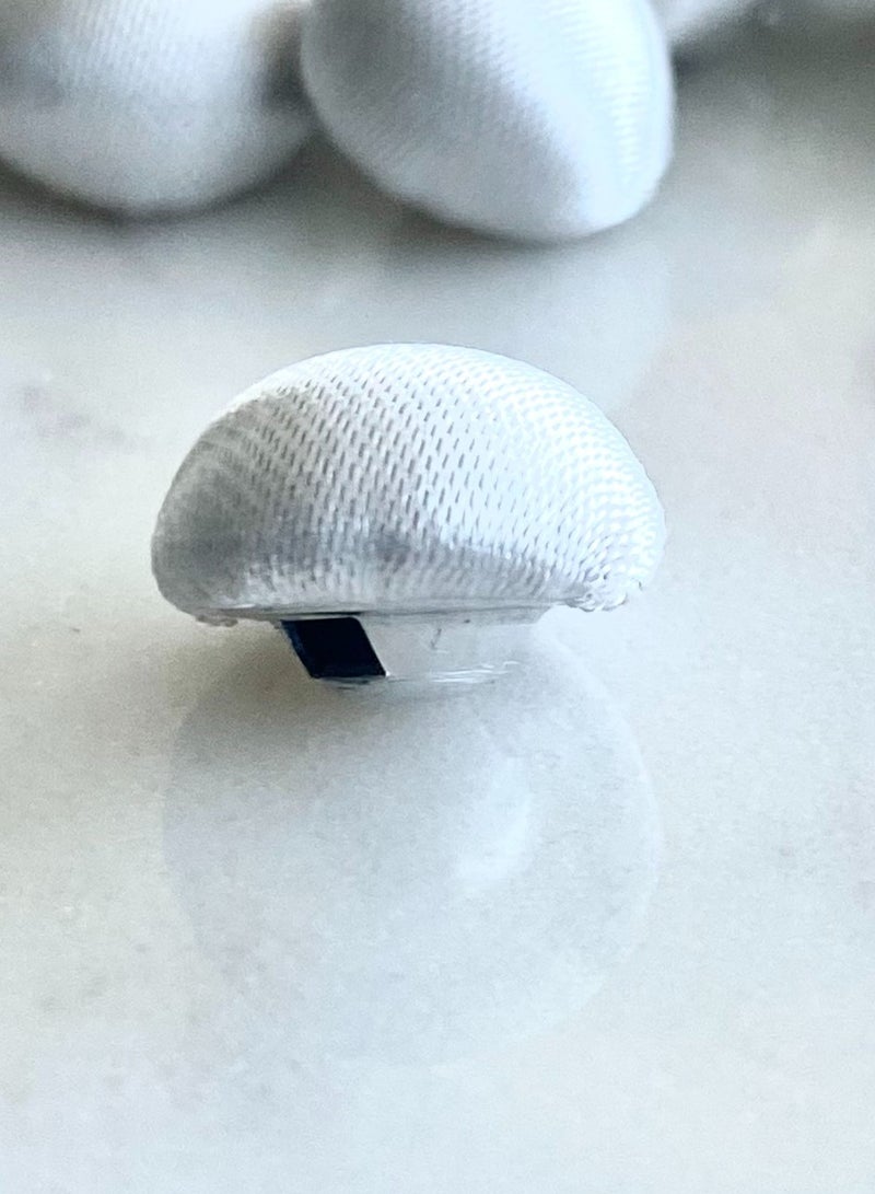 30x Satin White Half Moon Button | Wedding, DIY, Abaya, Dess, Tuxedo | with Shank  - Image 4