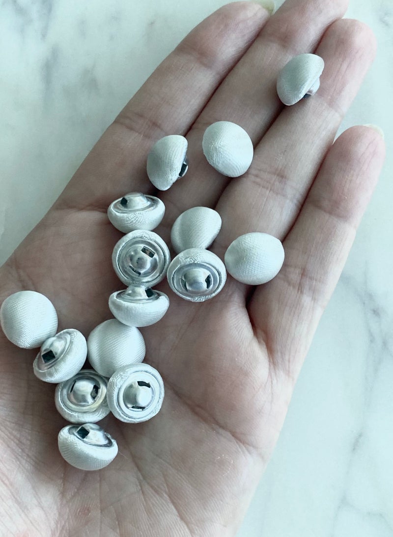 30x Satin White Half Moon Button | Wedding, DIY, Abaya, Dess, Tuxedo | with Shank  - Image 5