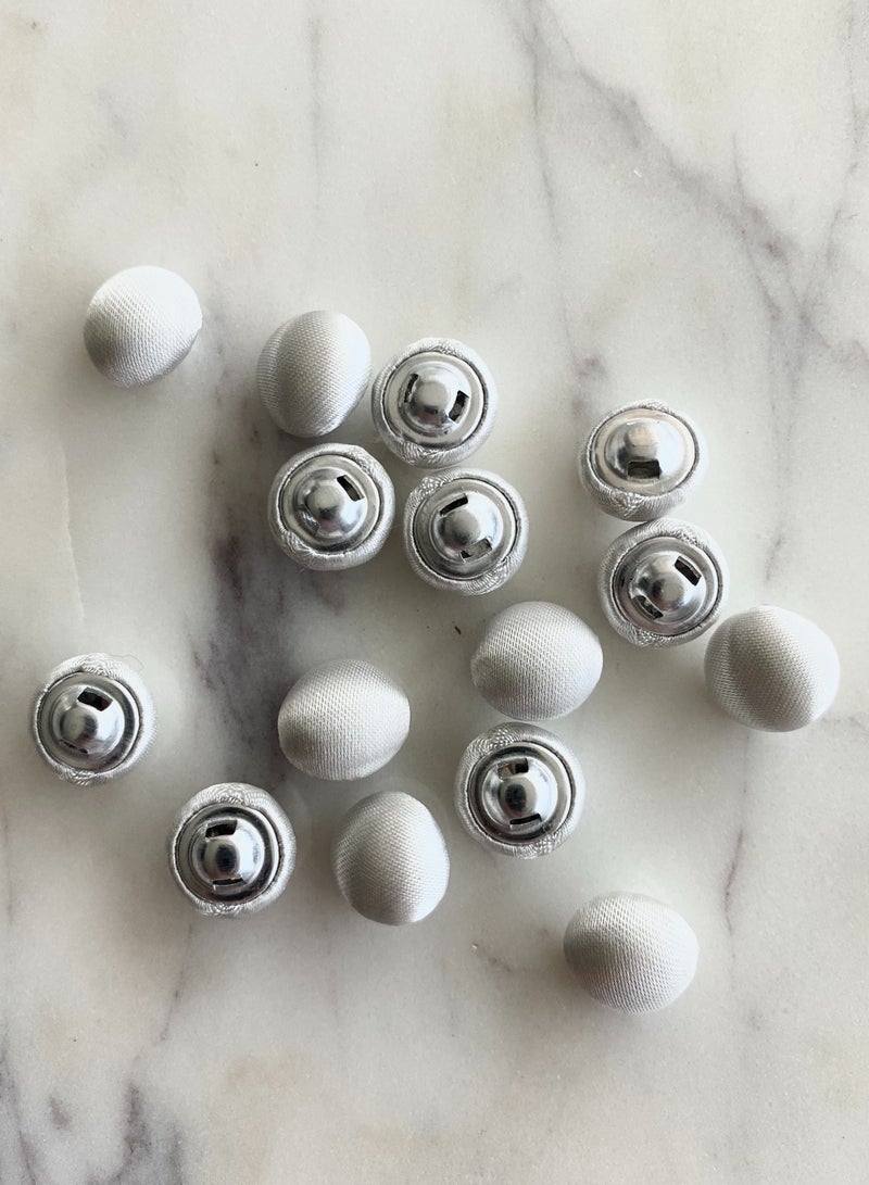 30x Satin White Half Moon Button | Wedding, DIY, Abaya, Dess, Tuxedo | with Shank  - Image 1