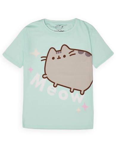 Pusheen طقم بيجامة بنات بوشين | ملابس استرخاء خضراء للشابات تي شيرت وسروال مطبوع بالكامل | بيجامة قطة الإنترنت - Image 3