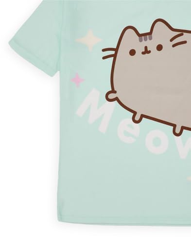 Pusheen طقم بيجامة بنات بوشين | ملابس استرخاء خضراء للشابات تي شيرت وسروال مطبوع بالكامل | بيجامة قطة الإنترنت - Image 5