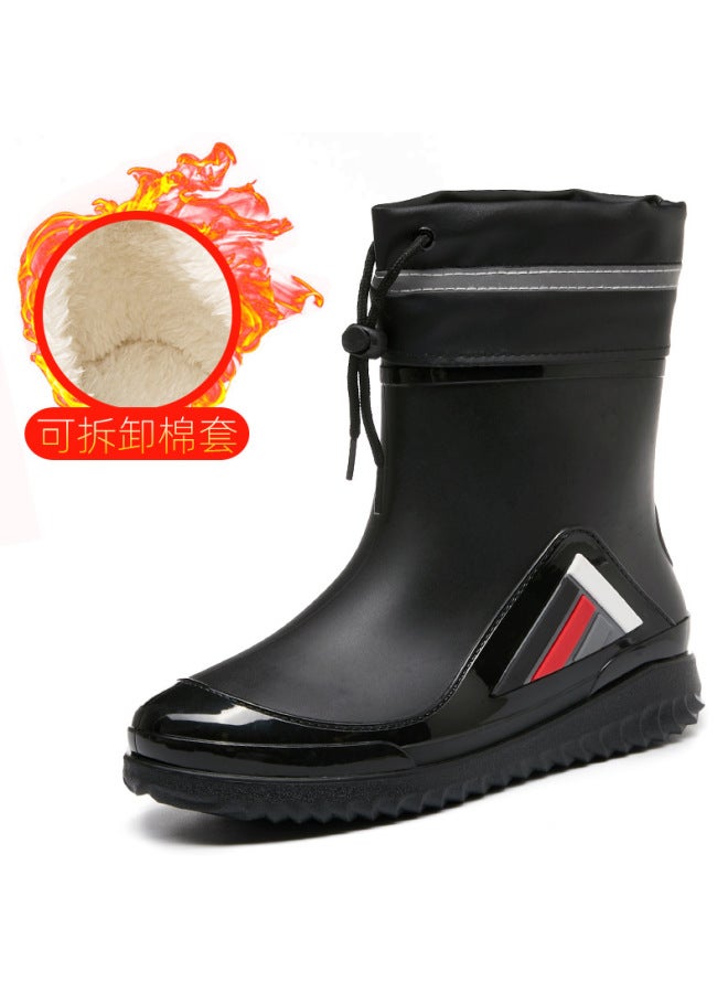 New Men's And Women's Water Shoes Casual Thick-soled Non-slip Beam Warm Rain Shoes Fishing Kitchen Car Wash Men's Rubber Shoes