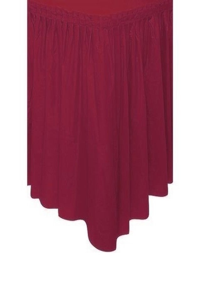 Pleated Plastic Table Skirt, Self Adhesive, 29" x 13' (Burgundy)