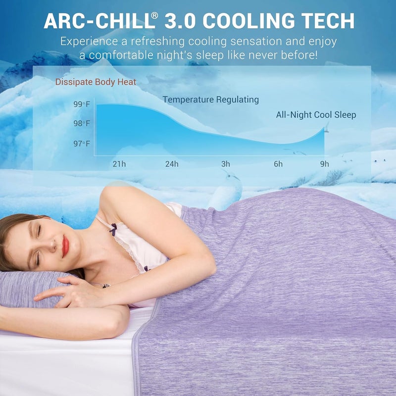 Arc-Chill 3.0 Cooling Blanket for Hot Sleepers, Cool Throw, Purple | Q-Max>0.5 Cooling Fabric, Absorbs Heat to Keep Body Cool, Breathable Summer Blankets for Night Sweats & Menopause, 51"x67" - Image 2