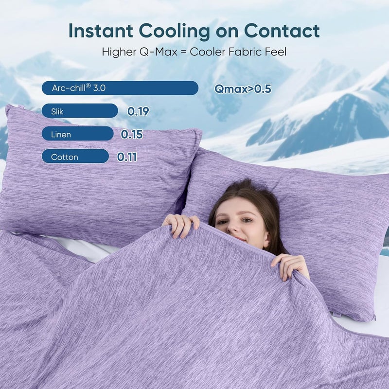 Arc-Chill 3.0 Cooling Blanket for Hot Sleepers, Cool Throw, Purple | Q-Max>0.5 Cooling Fabric, Absorbs Heat to Keep Body Cool, Breathable Summer Blankets for Night Sweats & Menopause, 51"x67" - Image 3