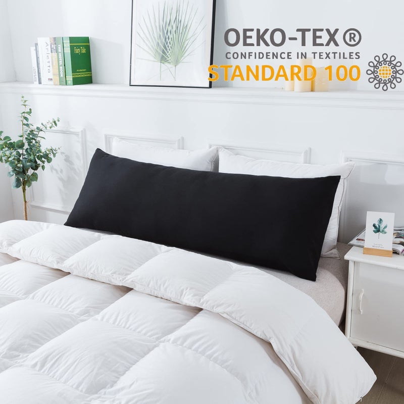 ELNIDO QUEEN Body Pillow with Pillowcase - Soft Long Bed Pillow for Adults - Breathable Full Body Pillow Insert for Sleeping, 20x54inches, Black - Image 2