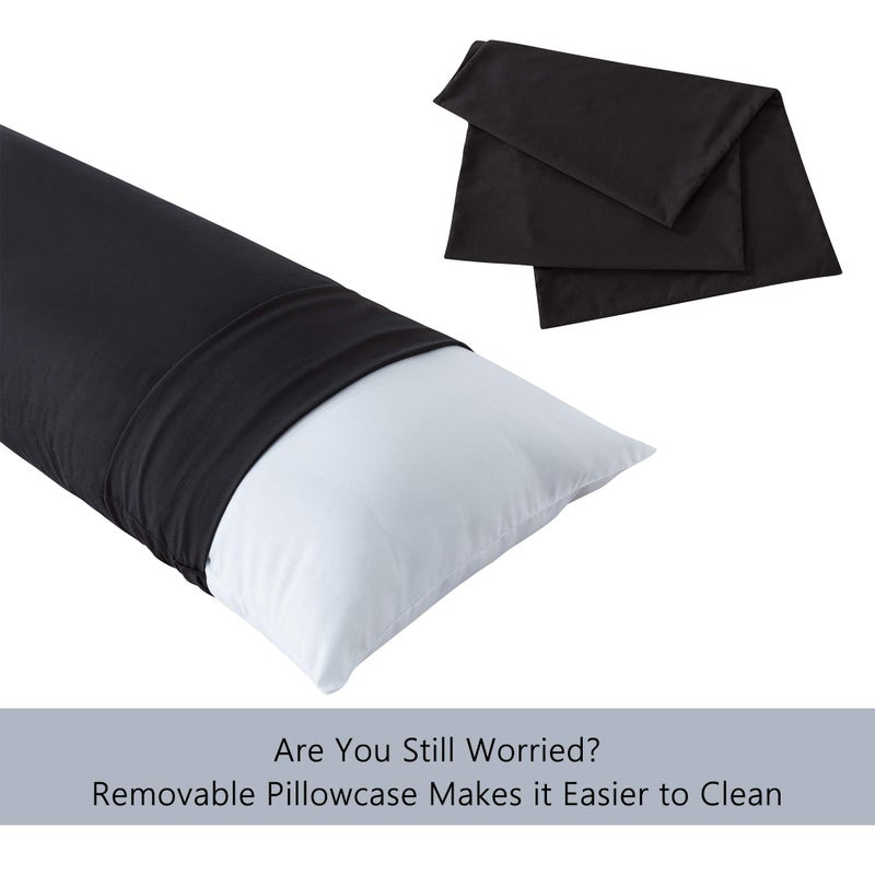 ELNIDO QUEEN Body Pillow with Pillowcase - Soft Long Bed Pillow for Adults - Breathable Full Body Pillow Insert for Sleeping, 20x54inches, Black - Image 4