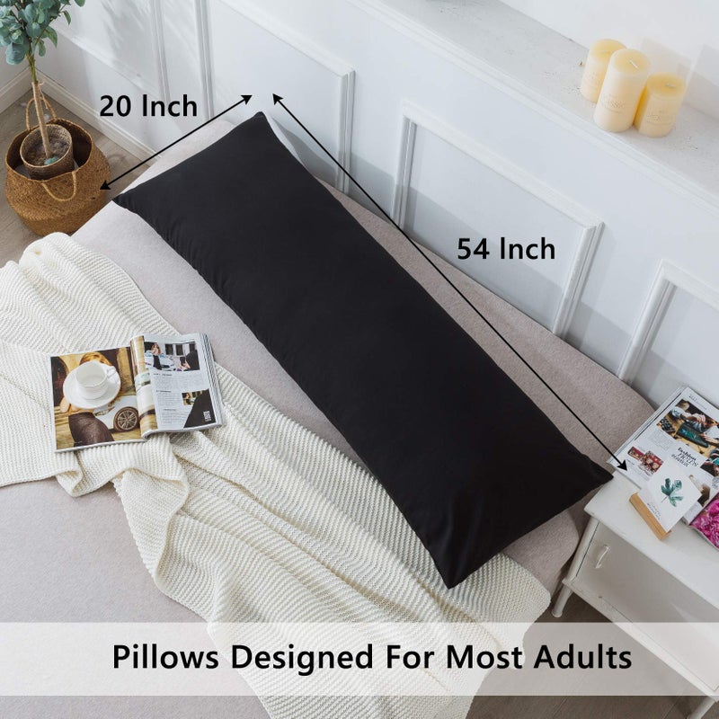 ELNIDO QUEEN Body Pillow with Pillowcase - Soft Long Bed Pillow for Adults - Breathable Full Body Pillow Insert for Sleeping, 20x54inches, Black - Image 3