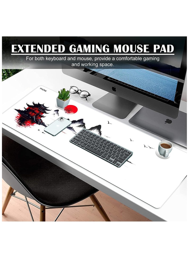 TYCTIX Large Mouse Pad 800x300mm Extended Mouse Pad Non-Slip Rubber Base Gaming Mouse pad Office Mouse Mat Smooth Cloth Surface Desk Mat Keyboard Pads for Computers, Pagoda  - Image 4