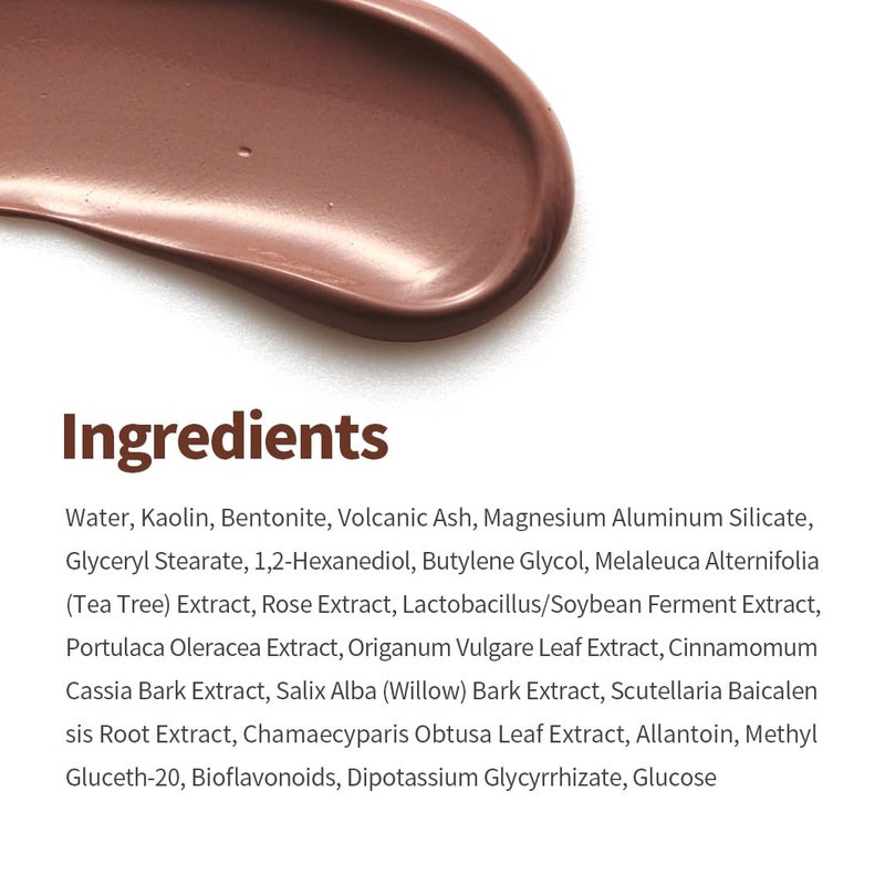 1.618 Volcanic Clay Korean Face Mask Fast-Drying Smooth Mud Mask with Tea Tree Care for Blackheads and Pores Pore Minimizer Skin Care Reducer - Image 4