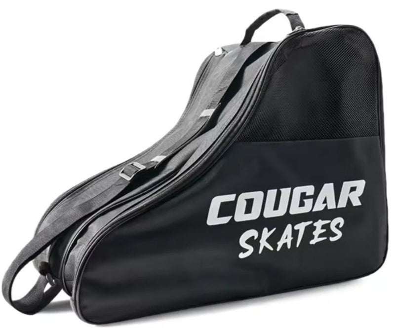 كوجار حقيبة أحذية تزلج من الجلد الأصلي من COUGAR SKATES مع حزام كتف - أسود - Image 1