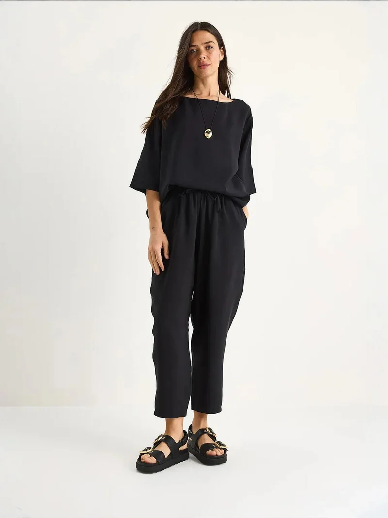 Bianco Lucci LUCCI Oversized Boat Neck Polyester Two-Piece Co-ord Set