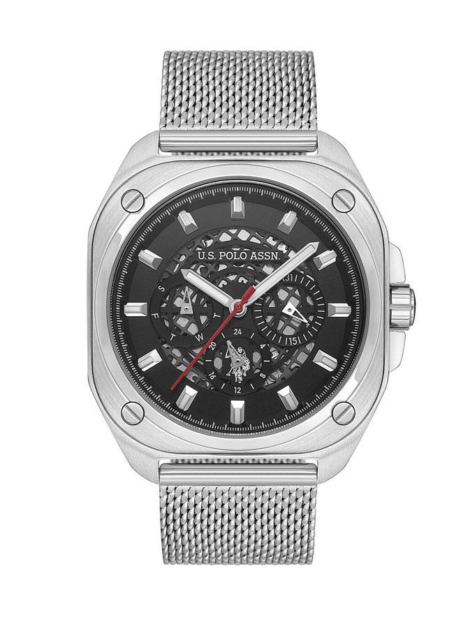 U.S. Polo Assn. U.S. Polo Assn. Crossing 43.50mm Men's Watch with Bold Black Skeleton Dial and Stylish Mesh Band - Modern Elegance Redefined  - Image 1