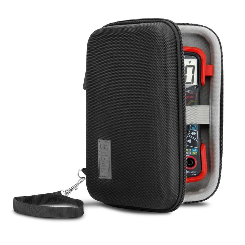 USA GEAR Multimeter Case with Hard Shell Exterior and Wrist Strap - Compatible with Innova 3320 Digital, Crenova MS8233D, Klein Tools Multi Meter, and AstroAI 2000 - Black - Image 1