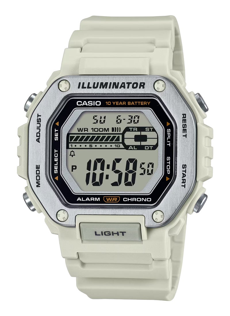 CASIO ساعة كاسيو الرقمية للرجال بسوار من الراتنج الرمادي MWD-110H-8AV 