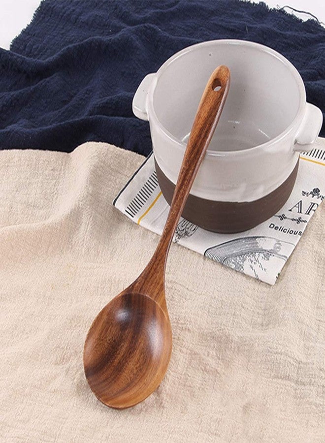 Renawe 5 Pcs Best Wooden Spoons for Cooking Kitchen Utensils Set Acacia Wood Cooking Spatula Turner Non Toxic Utensil Slotted Serving Spoon Flat Spatulas Set Wooden Utensis Mixing Cooking Spoon Kitchen Tools - Image 5