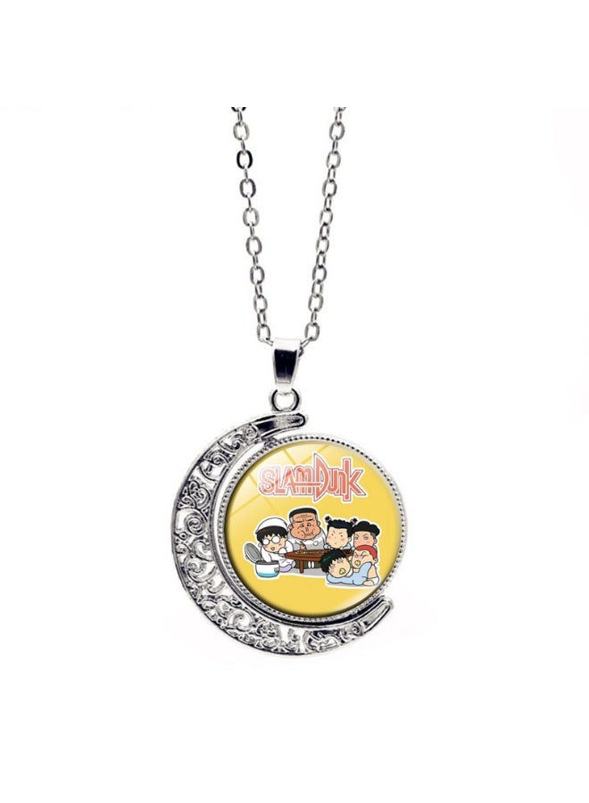 KUYING New Slam Dunk Double Sided Rotating Moon Pendant Necklace 