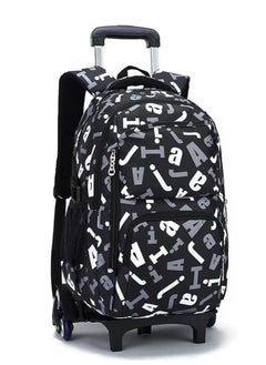 Generic Students Backpack, 6 Wheels Trolley School Bag, Large Capacity Wheeled Travel Book bag Laptop Backpack for Boys Girls Kids Teens (Black)  - Image 2