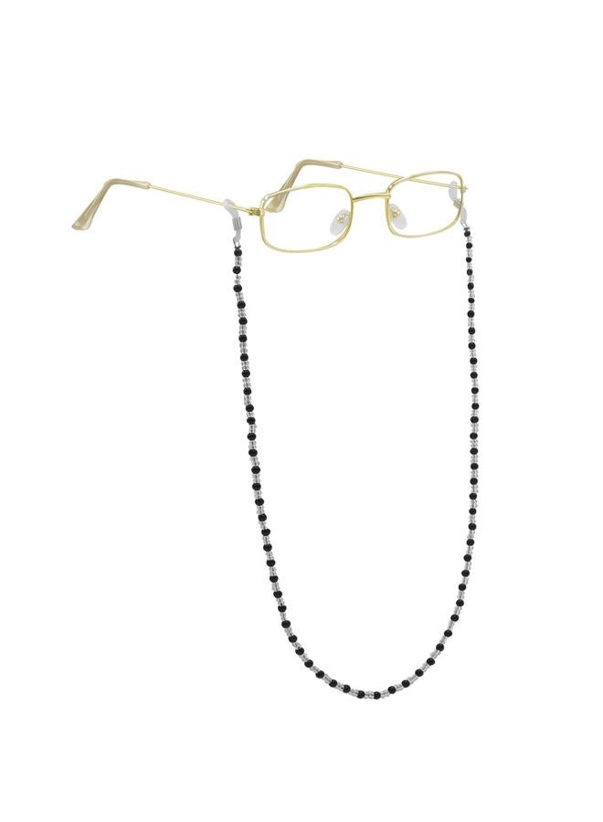 Cupohus Old Lady Costume Set Grandma Wig 100 Days of School Costume Madea Granny Glasses Eyeglass Chains Cords Faux Pearl Bead Necklace Old Lady Cosplay Set 5 Pieces (Silver White Afro) - Image 2