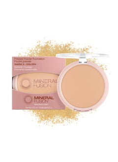 Mineral Fusion Pressed Powder Foundation Warm 3 Med/Tan Skin W/Yellowish Undertones Age Defying Foundation Makeup With Matte Finish Talc Free Face Powder Hypoallergenic Crueltyfree 0.32 Oz  - Image 1