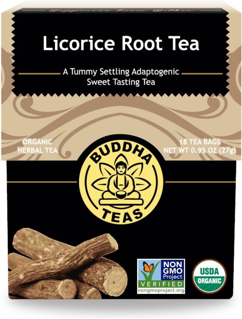 BUDDHA TEAS شاي جذر العرقسوس العضوي من بودا تي - خالي من الكافيين، كوشير، وخالي من الكائنات المعدلة وراثيًا - 18 كيس شاي خالي من التبييض - Image 1