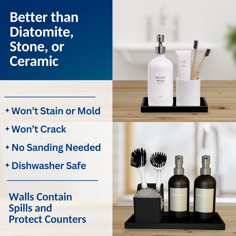Spacewiser Countertop and Vanity Tray - 2 PC (11” and 7”) Shatterproof Silicone Kitchen and Bathroom Trays for Counter, Kitchen Soap Dispenser Tray, Vanity Trays for Bathroom, Perfume Key Tray - Image 5