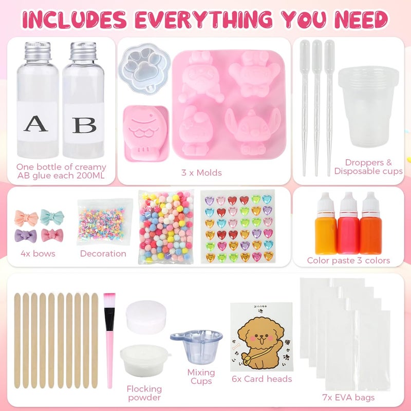 HASTHIP طقم صنع الألعاب القابلة للضغط ®، طقم قوالب سيليكون ثلاثي الأبعاد للأطفال، لعبة هلامية ناعمة لطيفة للأطفال تشمل الأدوات والإكسسوارات، مستلزمات لعبة الضغط القابلة للتخصيص للبالغين والهدايا - Image 2