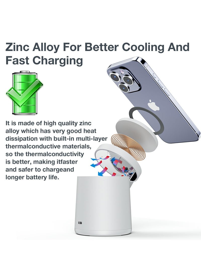 Bukela Foldable 3-in-1 Magnetic Wireless Charging Station,Cylindrical 3-in-1 wireless charger,15W MagSafe Charger Stand for iPhone, Foldable Travel Wireless Charger Compatible with iPhone16-12, Apple Watch,Airpods Pro - Image 2