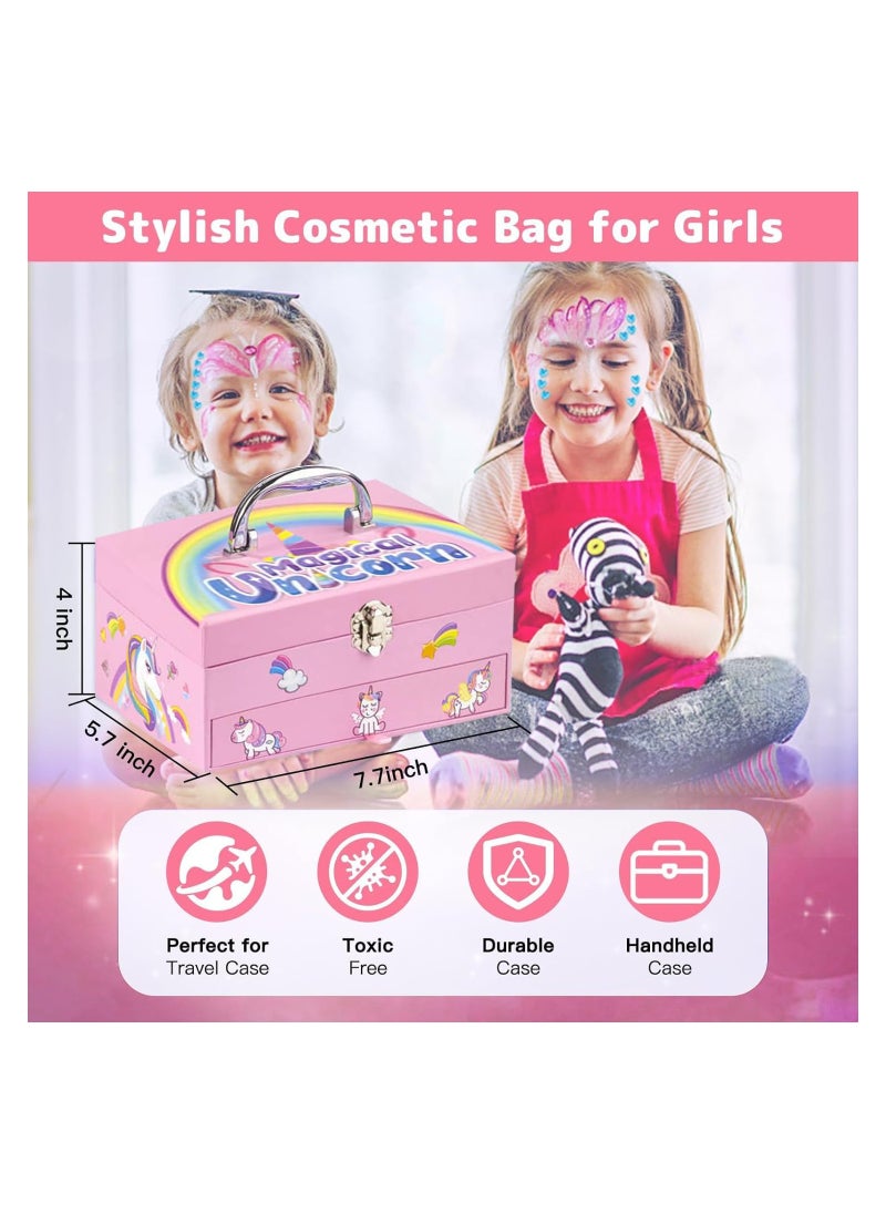 DMG TECH Kids Makeup Kit for Girls, 37PCS Washable Makeup Kit, Fold Out Makeup Palette with Mirror, Non Toxic Pretend Makeup for Girls, Unicorn Makeup set for Kids, Princess Cosmetic Girls Toys for 5+ Year Old  - Image 5