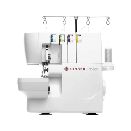 SINGER S0100 Metal Frame Serger with Accessory Kit Overlock Machine with 6 Builtin Stitches 234 Thread Capability Adjustable Tension Stitch Length 1300 Stiches per Minute Differential Feed