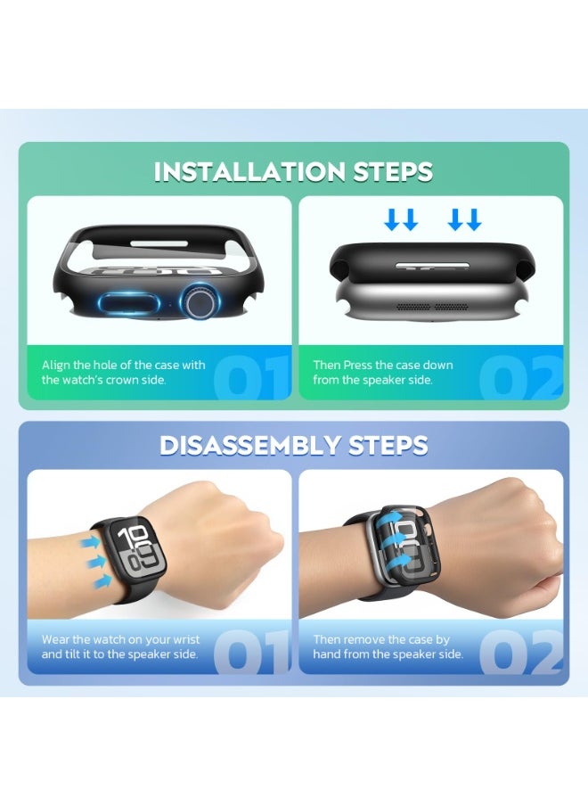 ChicVibe Tempered Glass Case Compatible for Apple Watch Series 10 46mm, Hard PC Screen Protector Overall Protection Ultra-Thin Lightweight Scratch-Resistant Cover for iWatch (46mm, Clear)  - Image 5