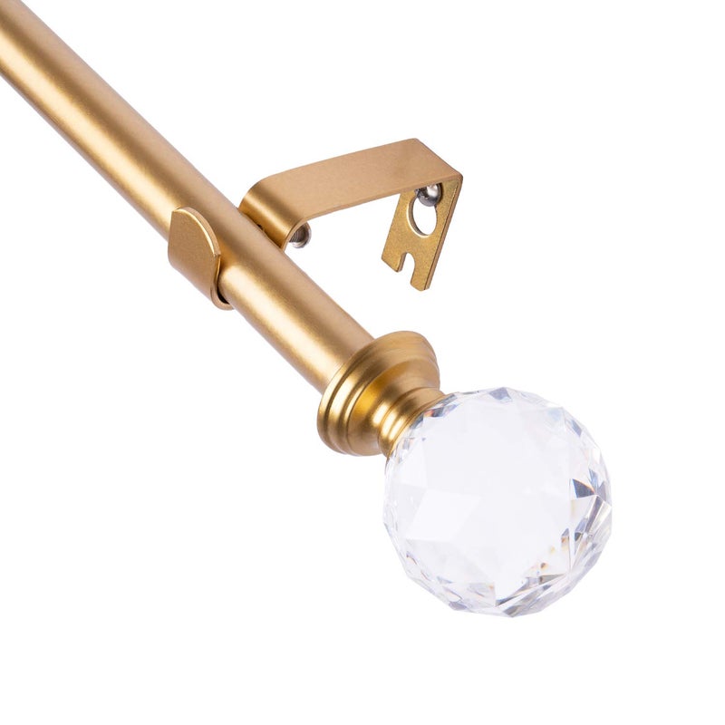 BOOM JOG BOOM JOG Acrylic Ball Finials Curtain Rod Set58 Treatment Single Curtain Rod48 to 84 InchGold 