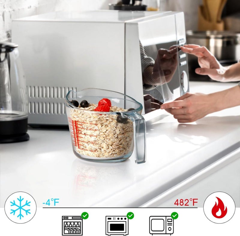 Incrizma 500ml Glass Measuring Cup, Heighten Spout for Easy Pouring, Clear with Red Measurements | Measuring Cups for Baking and Cooking, Glass Measuring Cups Measuring Jugs for Kitchen - Image 5