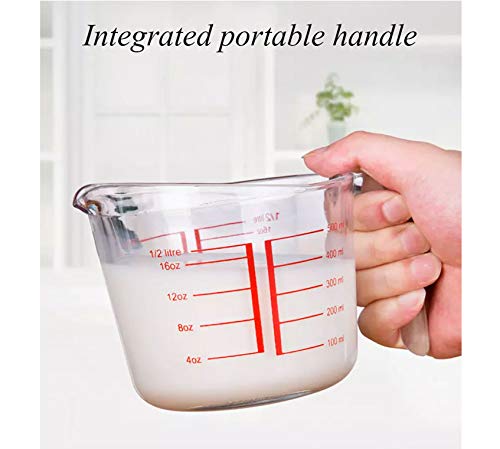 Incrizma 500ml Glass Measuring Cup, Heighten Spout for Easy Pouring, Clear with Red Measurements | Measuring Cups for Baking and Cooking, Glass Measuring Cups Measuring Jugs for Kitchen - Image 2