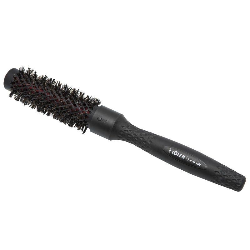 Ibiza Hair Ceramic Round Brush (RB2-25mm) | Carbon Fiber/Nylon Bristles & Beech Wood Core to Absorb Heat & Protect Hair | Adds Shine to All Hair Types | Ideal for Tight Curls - Image 1