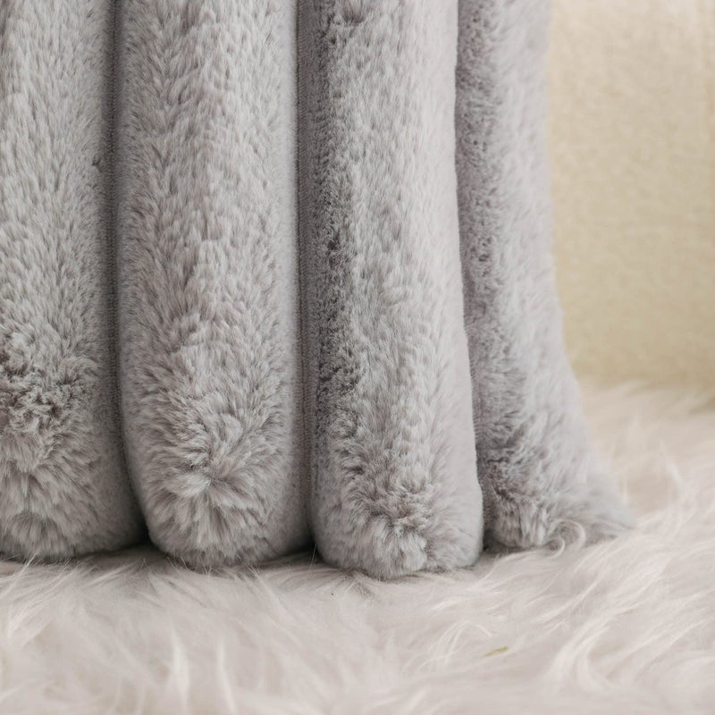 Neelvin Grey Faux Fur Cozy Soft Striped Decorative Throw Pillow Covers 18x18 inch Set of 2,Velvet Pillowcase Cushion Case for Sofa Couch - Image 5