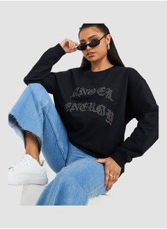 Regular Length Slogan Print Regular Fit Sweatshirt