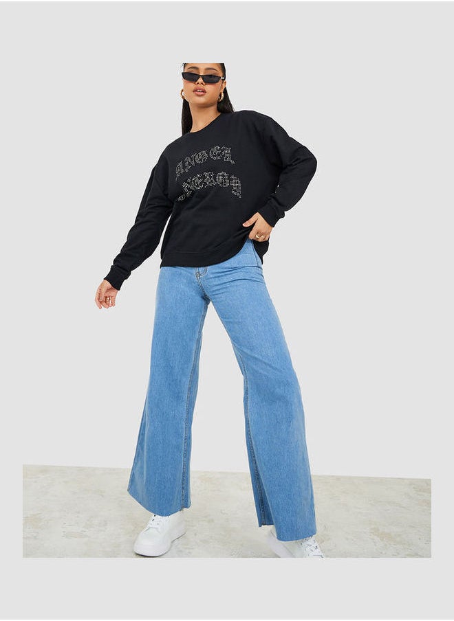Styli - Regular Length Slogan Print Regular Fit Sweatshirt - Image 1