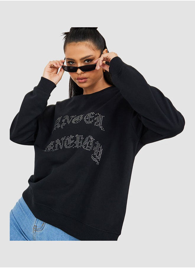 Styli - Regular Length Slogan Print Regular Fit Sweatshirt - Image 1