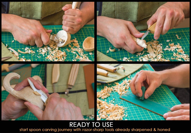 BeaverCraft S13 Wood Carving Tools Set for Spoon Carving 3 Knives Wood Carving Kit for Beginners Hook Knife Wood Carving Right-Handed Spoon Carving Whittling Knives (S13 Right-Handed) - Image 3