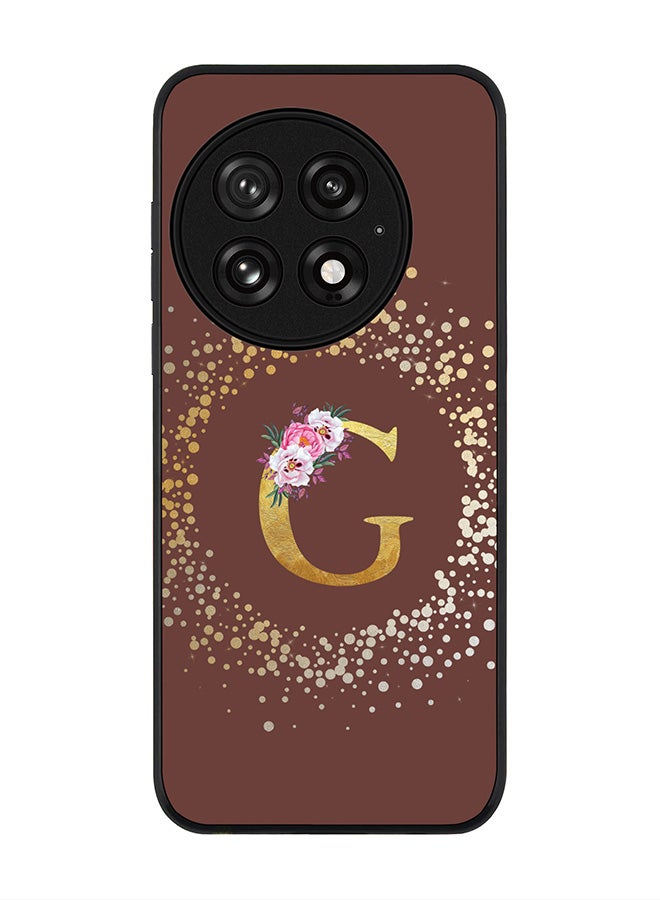 Stylizedd For OnePlus 13 5G Case,Slim fit Camera Protection, Shockproof Thin Phone cover  - Custom Monogram Floral - G  (Brown ) - Image 1