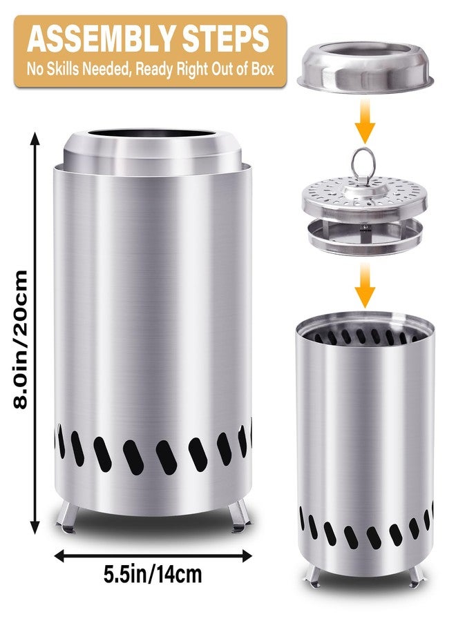 HGD Tabletop Fire Pit, Smokeless Firepit Outdoor, Mini Fire Pit for with Carry Bag for Camping Backyard Patio Garden Picnic,Silver - Image 3