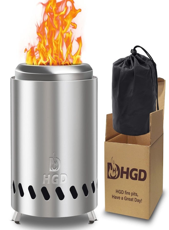 HGD Tabletop Fire Pit, Smokeless Firepit Outdoor, Mini Fire Pit for with Carry Bag for Camping Backyard Patio Garden Picnic,Silver - Image 1