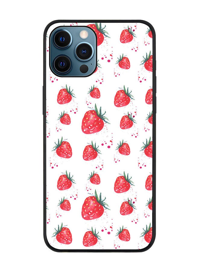 Stylizedd Rugged Black edge case for Apple iPhone 12 Pro Max Slim fit Soft Case Flexible Rubber Edges Anti Drop TPU Gel Thin Cover - Dripping Strawberries - Image 1