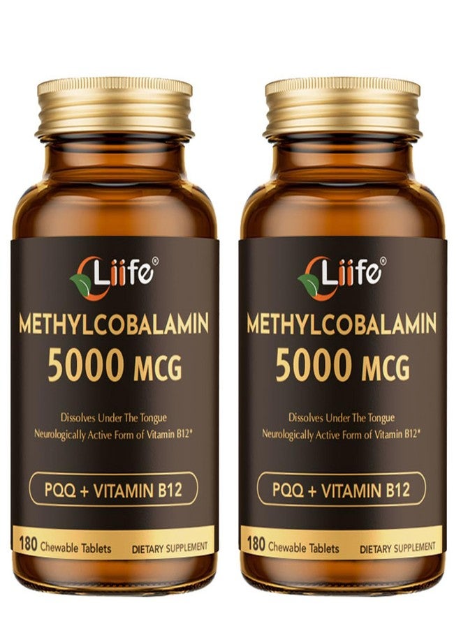 LIIFE Vitamin B12 (Methylcobalamin)+ PQQ 5000 mcg | 360 Chewable Tablets | Supports General Energy, Brain & Nervous System Health | Gluten Free | 1 Capsule per Serving* - Image 1