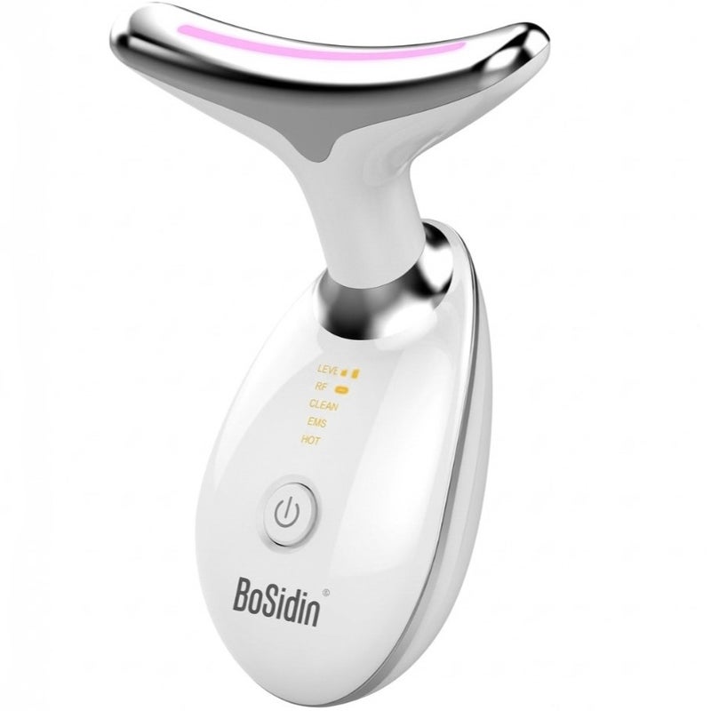 BoSidin 3-in-1 Face & Neck Lifting Massager – EMS Microcurrent, Thermal Heat & LED Therapy for Jawline Contouring & Skin Tightening - White - Image 1