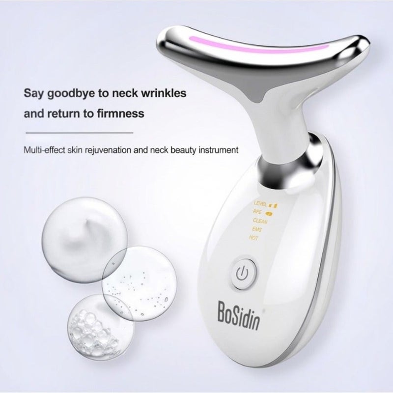 BoSidin 3-in-1 Face & Neck Lifting Massager – EMS Microcurrent, Thermal Heat & LED Therapy for Jawline Contouring & Skin Tightening - White - Image 5
