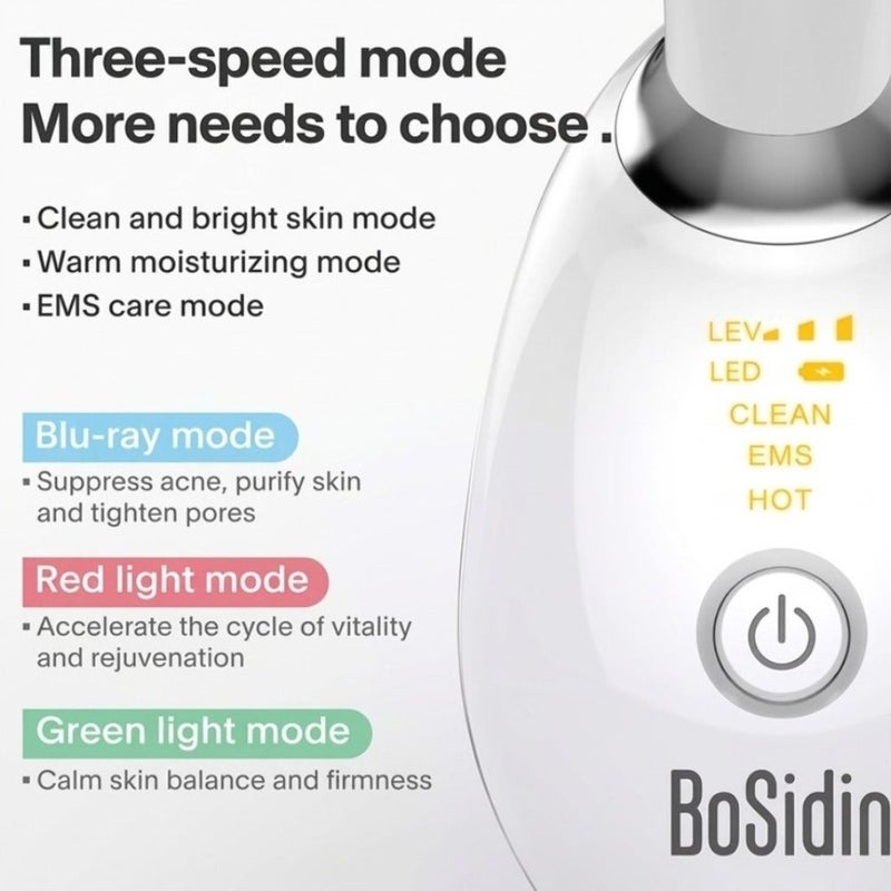 BoSidin 3-in-1 Face & Neck Lifting Massager – EMS Microcurrent, Thermal Heat & LED Therapy for Jawline Contouring & Skin Tightening - White - Image 3